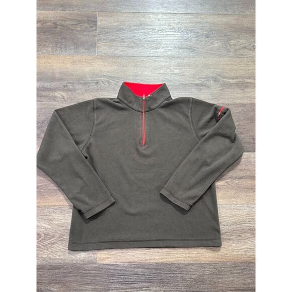 LL Bean Blue Brown Pullover Fleece Kids 1/4 Zip Size Large 14/16 - Picture 1 of 6